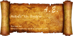 Asbóth Endre névjegykártya
